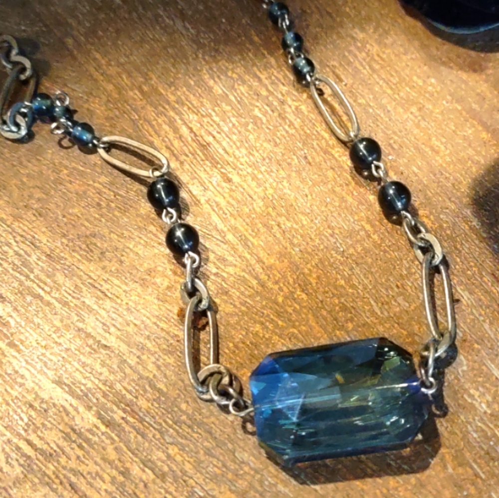 Large blue crystal necklace